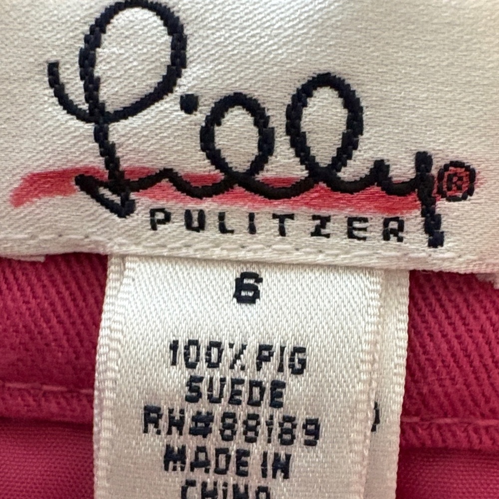 Lilly Pulitzer Hot Pink Suede A-Line skirt - Picture 3 of 11